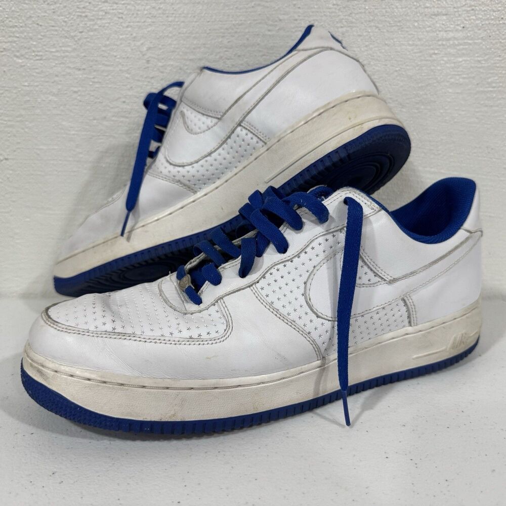 2006 Nike Air Force 1 Low "Stars" White Varsity Royal Blue AF1 313642-141-Sz 13